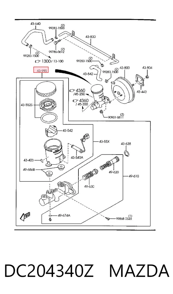 Головний гальмівний циліндр DC204340Z Mazda