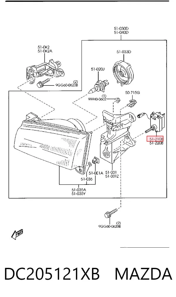 Коректор фар DC205121XB Mazda