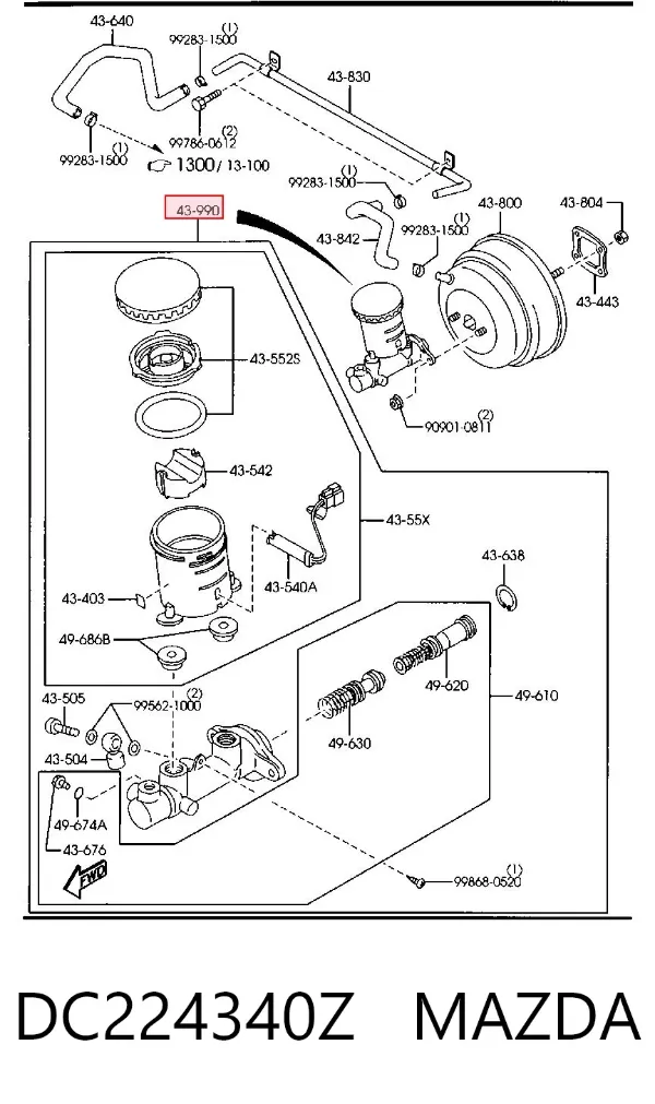 Головний гальмівний циліндр DC224340Z Mazda