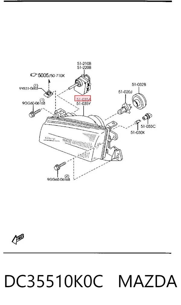 Фара права DC35510K0C Mazda