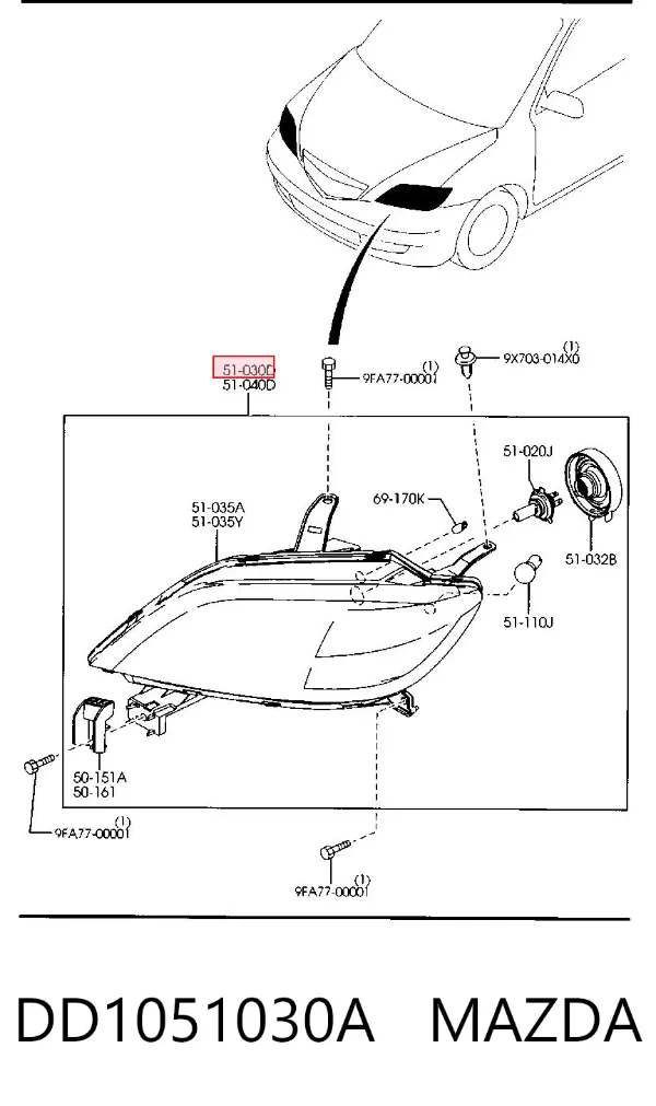 Фара права Mazda 2 I