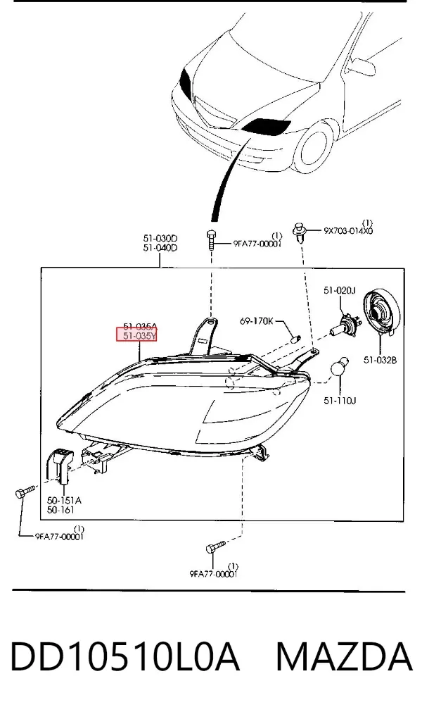 Фара ліва DD10510L0A Mazda