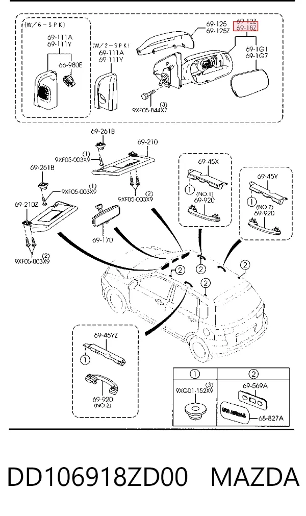 Ліве бокове дзеркало DD106918ZD00 Mazda