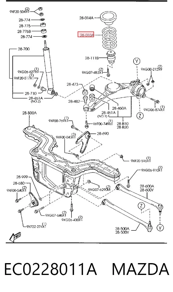 Задні пружини EC0228011A Mazda