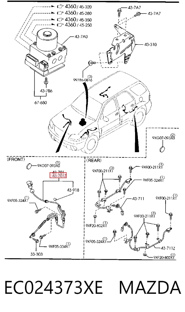 Датчик АБС (ABS) передній, лівий EC024373XE Mazda