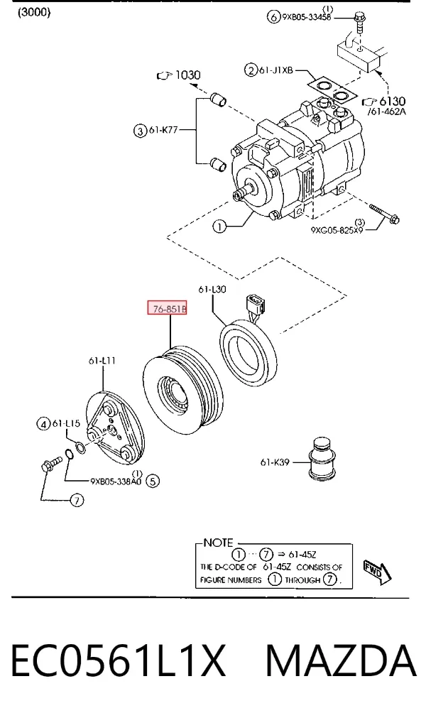 Шків компресора кондиціонера EC0561L1X Mazda