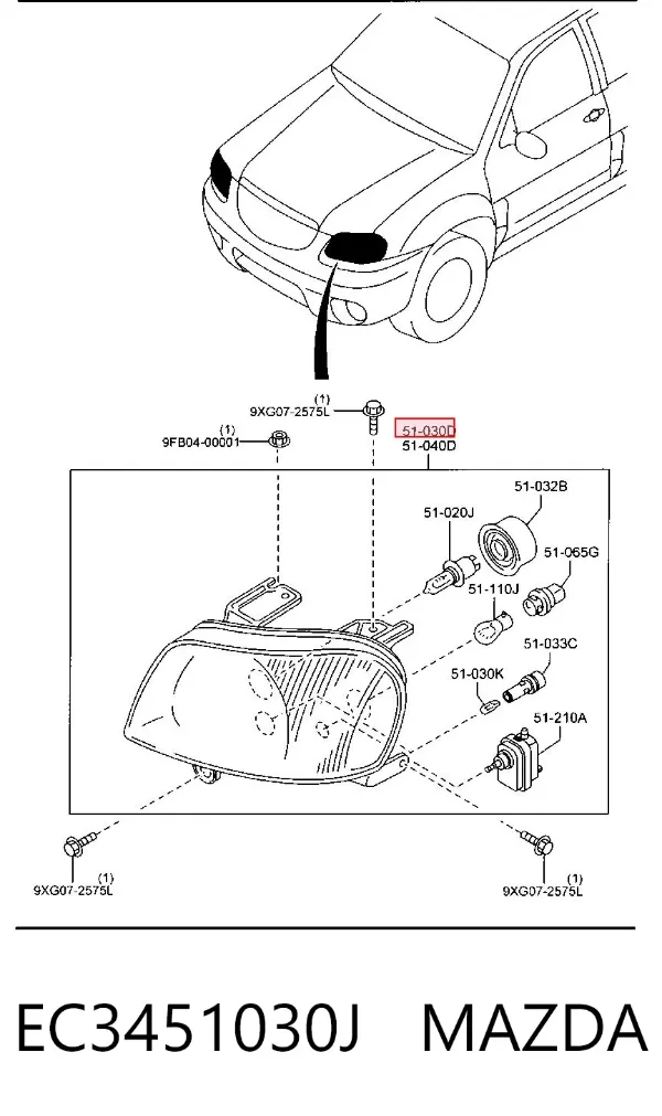 Фара права EC3451030J Mazda