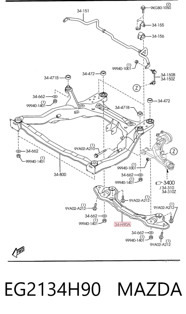 Підрамник передній EG2134H90 Mazda