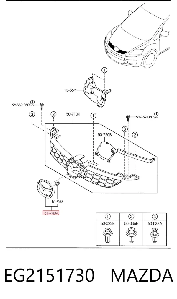 Емблема решітки радіатора EG2151730 Mazda