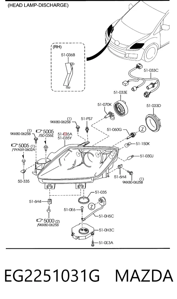 Фара права EG2251031G Mazda