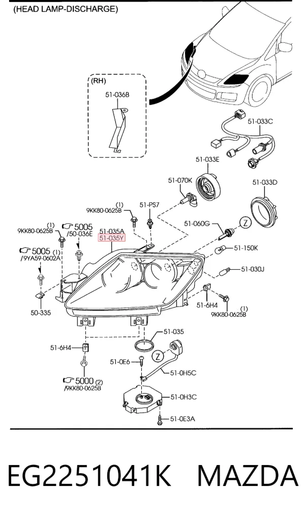 Фара ліва EG2251041K Mazda