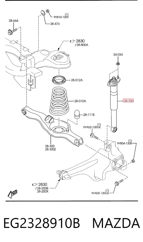 Амортизатор задній EG2328910B Mazda