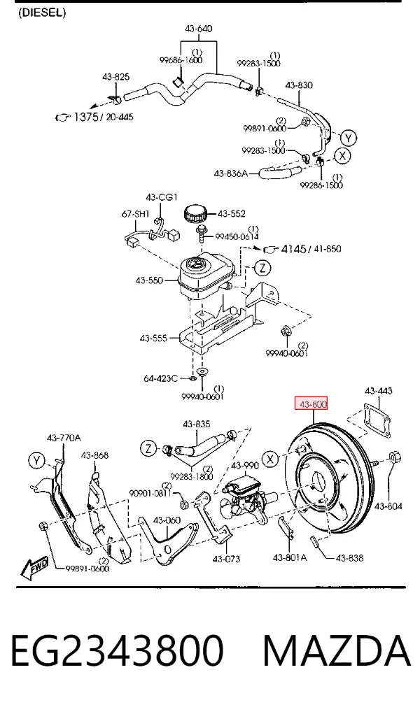 Підсилювач гальм EG2343800 Mazda