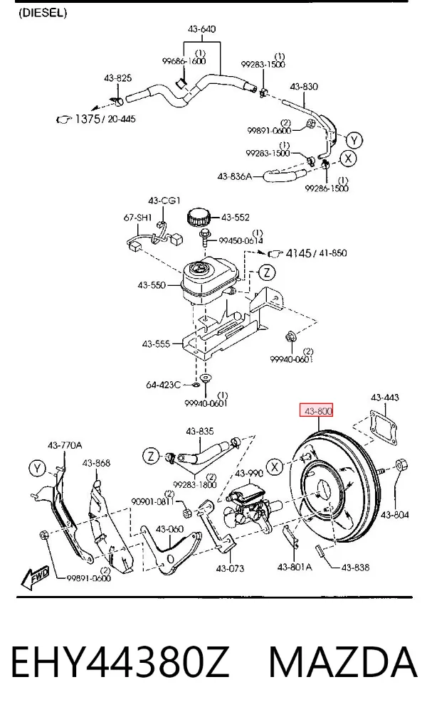Підсилювач гальм EHY44380Z Mazda