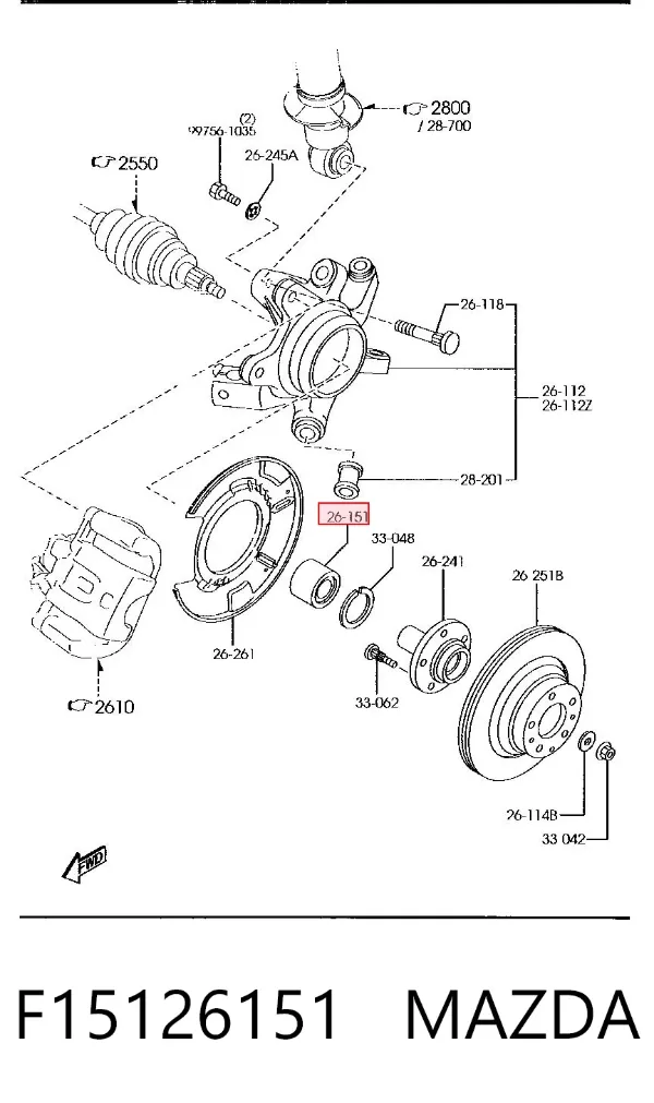 Підшипник задньої ступиці F15126151 Mazda