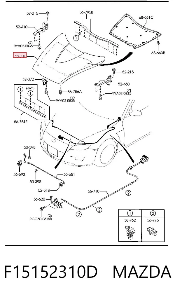 Капот F15152310D Mazda