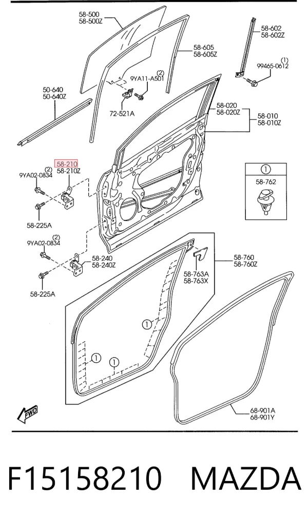 Петля передніх дверей F15158210 Mazda