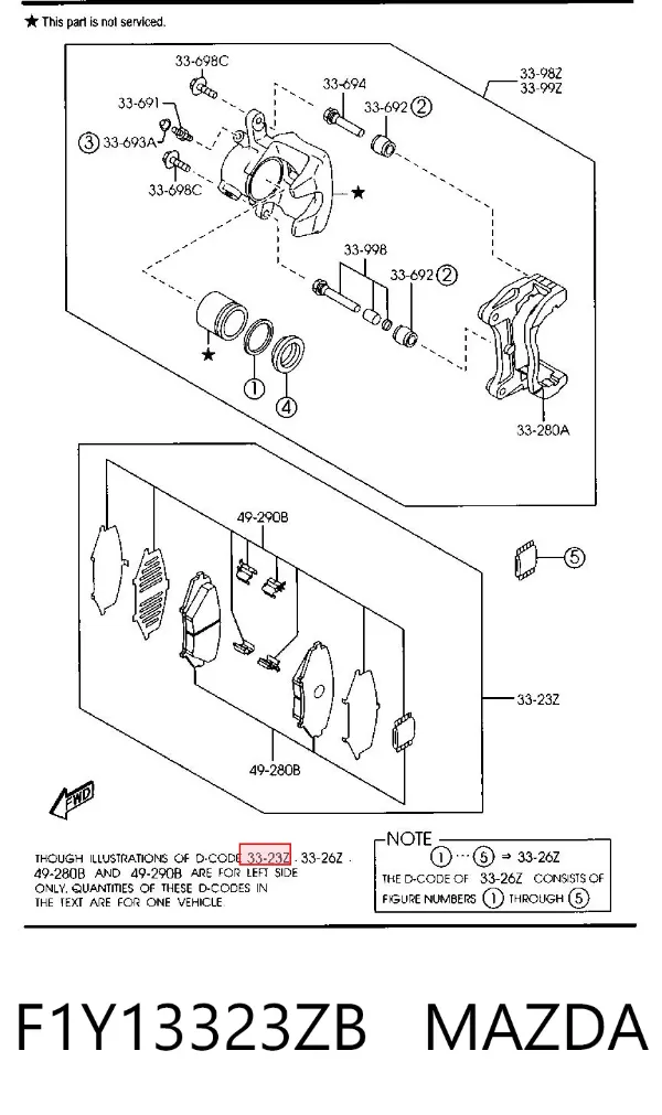 Передні тормозні колодки F1Y13323ZB Mazda