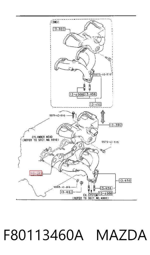 Прокладка колектора F80113460A Mazda