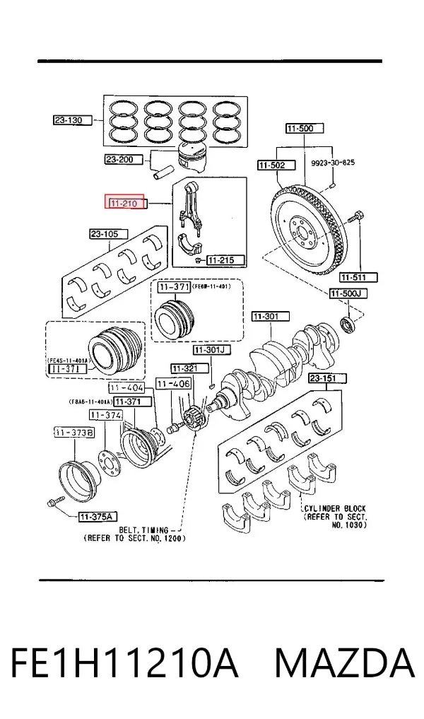 Шатун поршня двигуна FE1H11210A Mazda