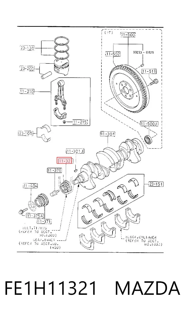 Зірка-шестерня приводу коленвалу двигуна FE1H11321 Mazda