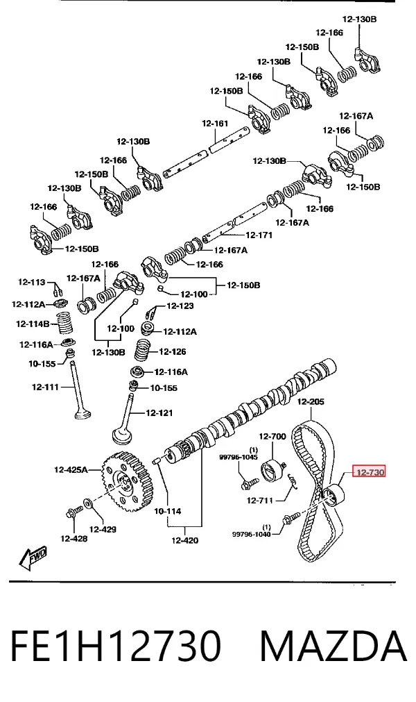 Ролик приводного ременя, паразитний FE1H12730 Mazda