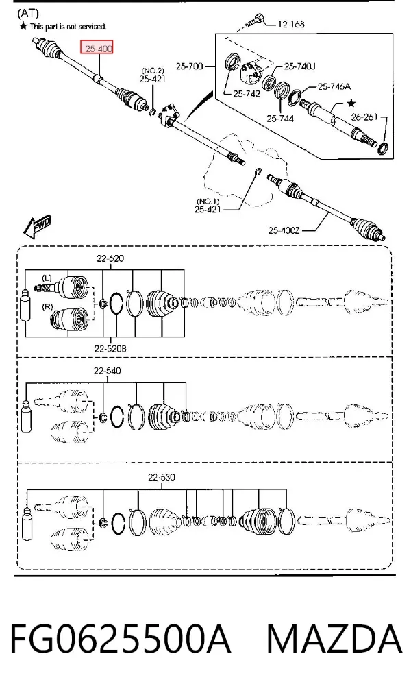 Піввісь права FG0625500A Mazda