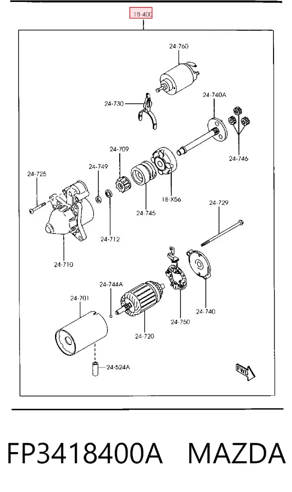 Стартер FP3418400A Mazda