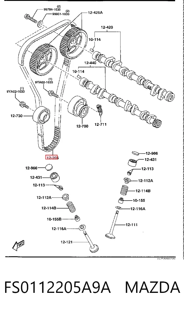 Ремінь ГРМ FS0112205A9A Mazda