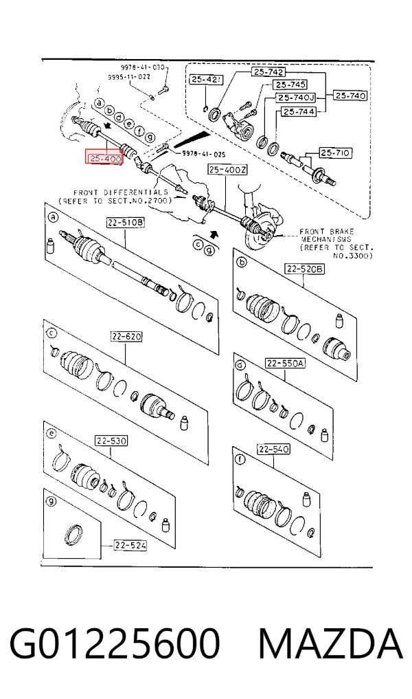 ШРУС зовнішній передній G01225600 Mazda