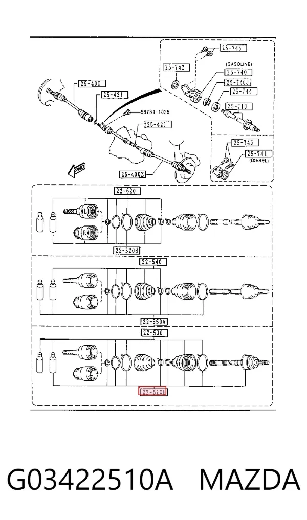 ШРУС зовнішній передній G03422510A Mazda