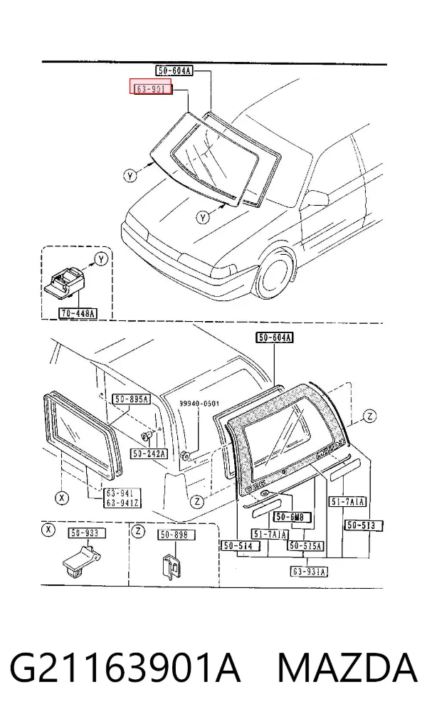 Лобове скло G21163901A Mazda