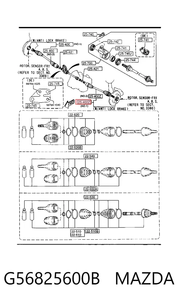 ШРУС зовнішній передній G56825600B Mazda