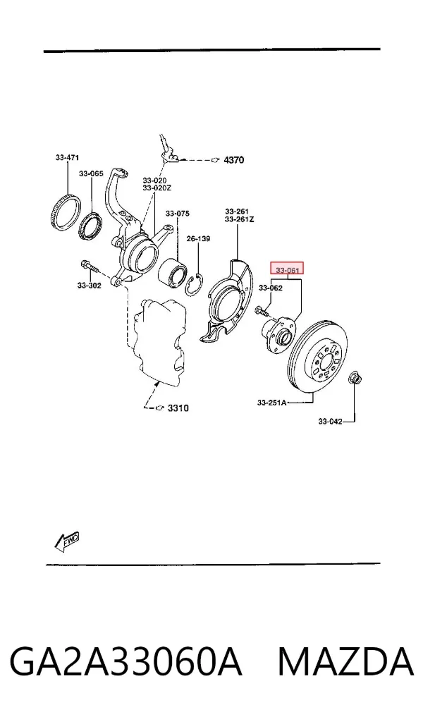 Передня маточина GA2A33060A Mazda