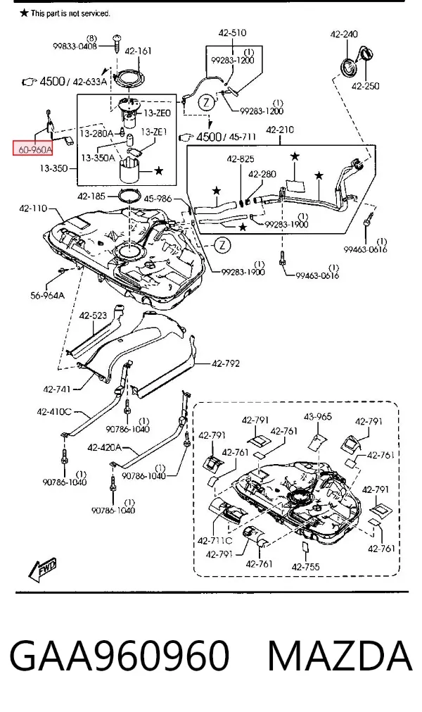 Датчик рівня палива GAA960960 Mazda