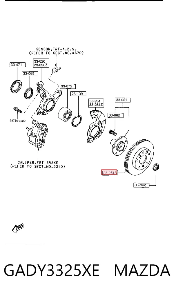 Гальмівні диски передні GADY3325XE Mazda
