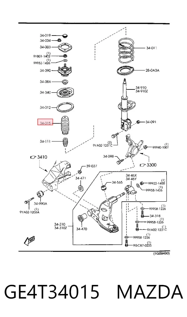 Пильник амортизатора переднього GE4T34015 Mazda