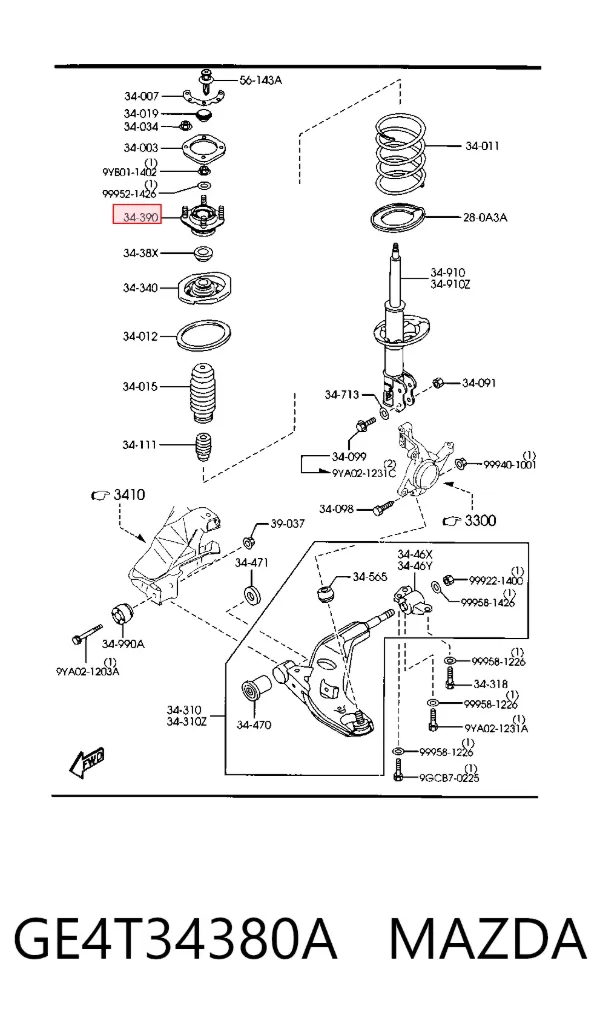 Опора амортизатора переднього GE4T34380A Mazda