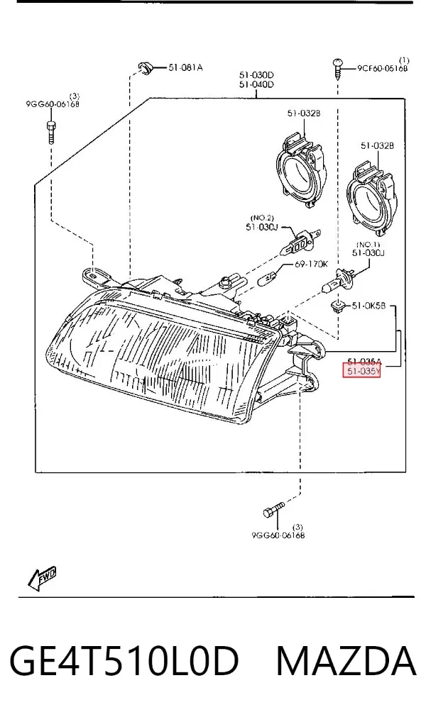 Фара ліва GE4T510L0D Mazda