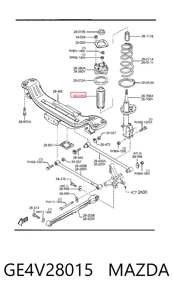 Пильник амортизатора заднього GE4V28015 Mazda