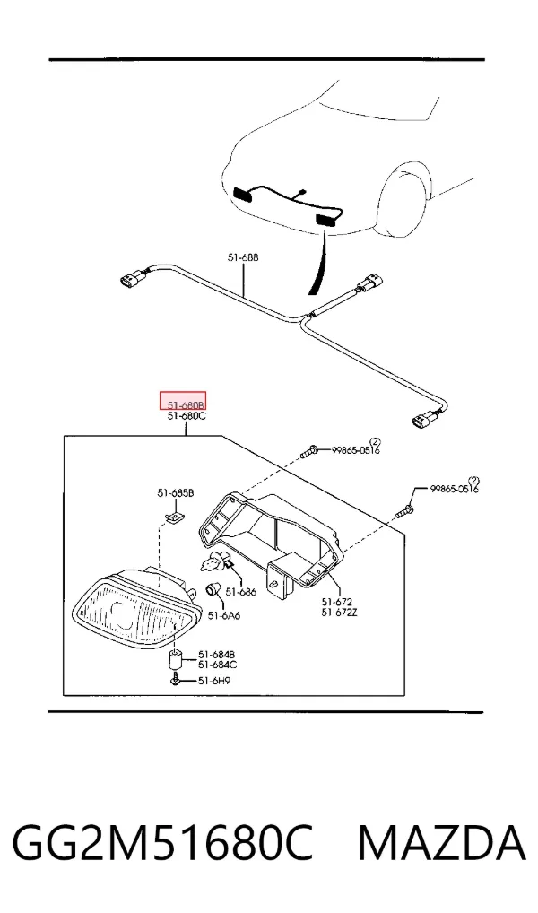 Фара протитуманна, права GG2M51680C Mazda