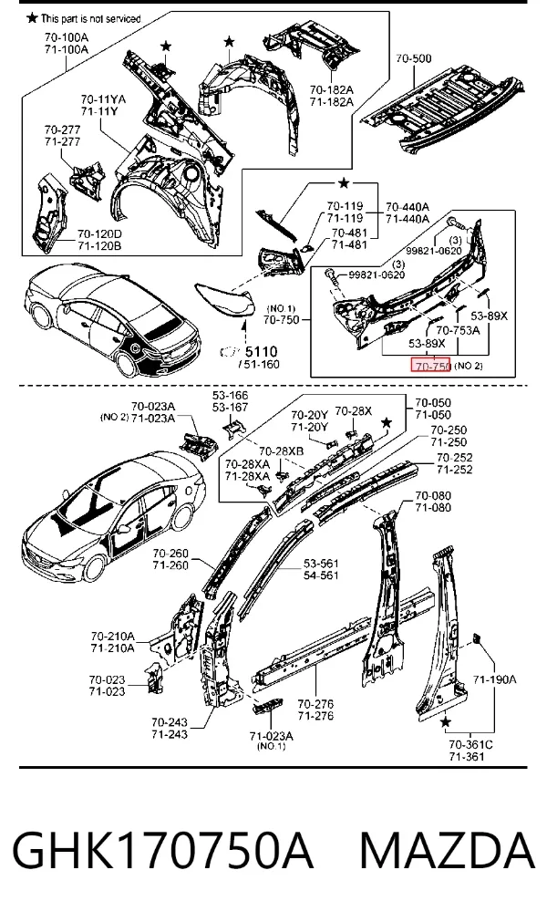 Панель задня, багажного відсіку GHK170750A Mazda