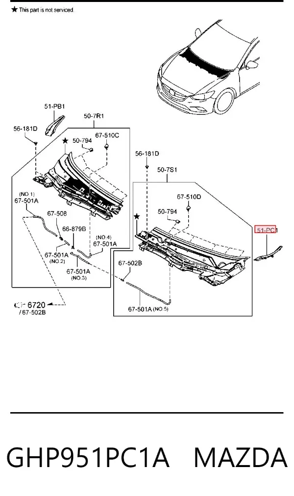 Накладка переднього лівого крила GHP951PC1A Mazda
