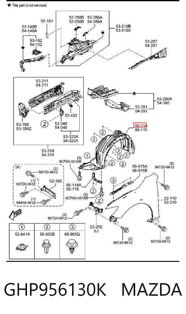 Підкрилок передній правий GHP956130K Mazda