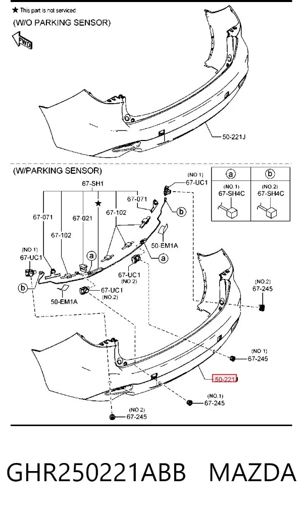 Задній бампер GHR250221ABB Mazda