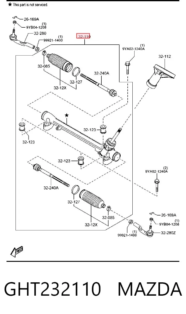 Рульова рейка GHT232110 Mazda