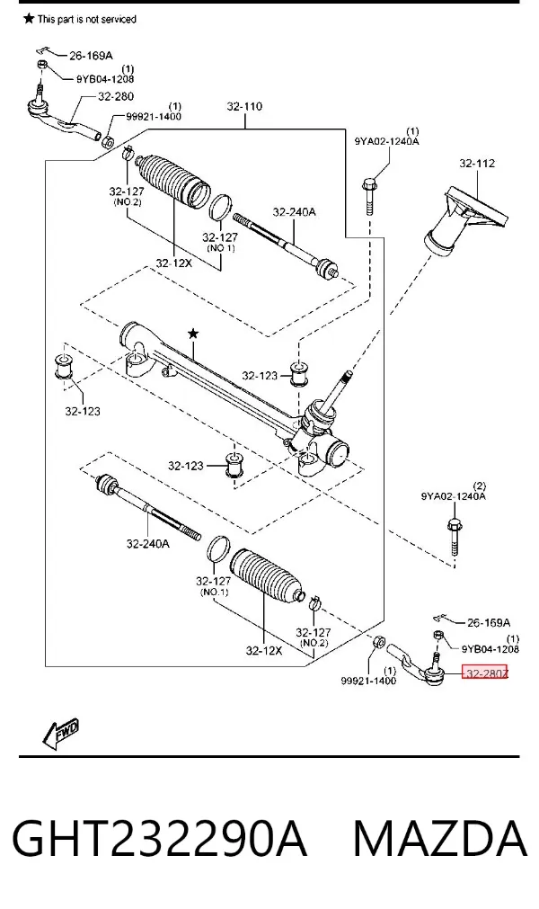 Рульовий наконечник GHT232290A Mazda
