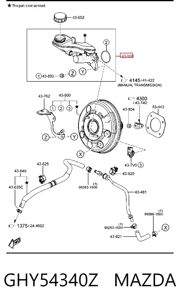 Головний гальмівний циліндр GHY54340Z Mazda