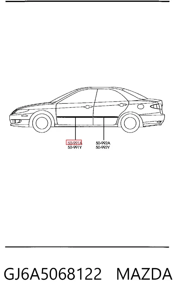 Молдинг передньої правої двері GJ6A5068122 Mazda