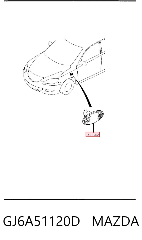 Повторювач повороту на крилі GJ6A51120D Mazda